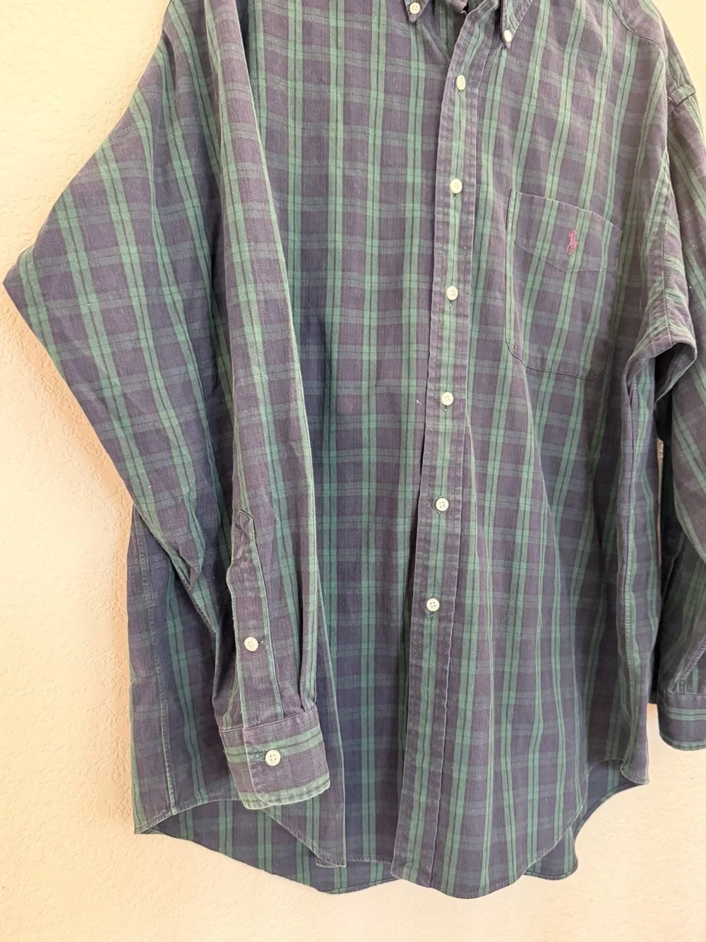 Vintage Polo Ralph Lauren Big Shirt Black Watch Plaid L